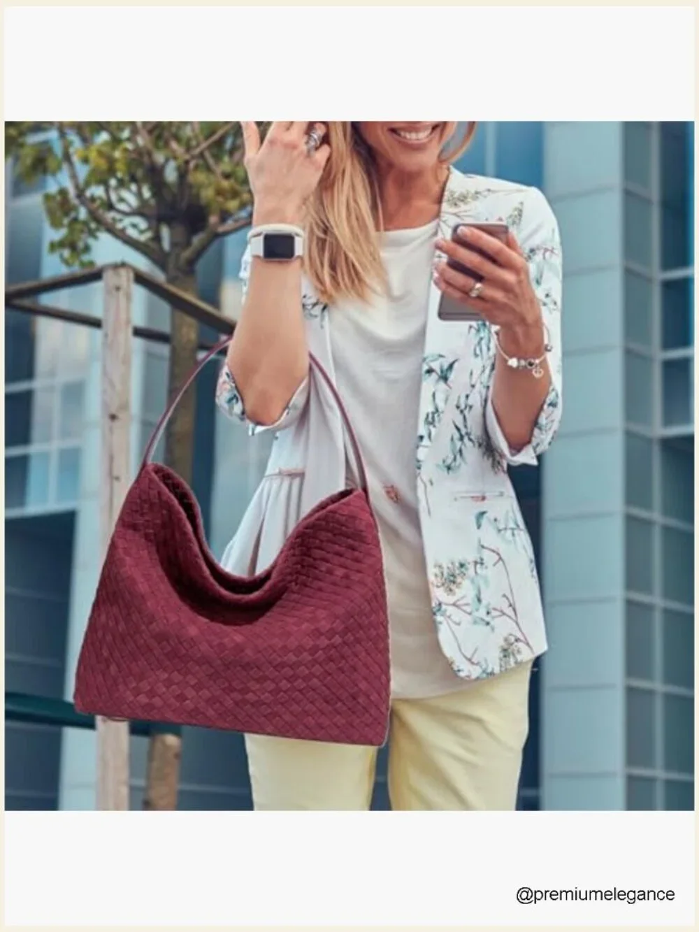 Women's Woven Suede Hobo Bag Slouchy Shoulder Tote Crossbody Purse